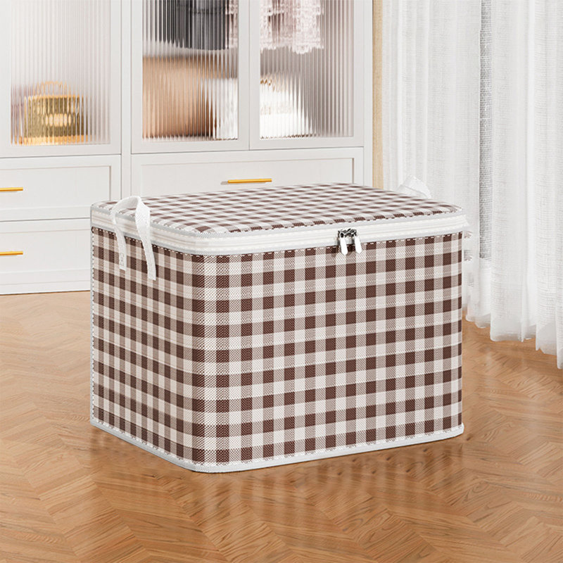  Double Zipper Storage Bins with Lids, Heavy Duty Closet Organizers and Storage, Foldable Clothes Storage Bags, Storage Containers for Blanket, Comforter, Pillow, Bedding (Coffee, S)