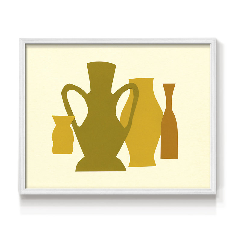 Posing Pottery I -Framed Print - Restickable, 8" H x 10" W, White