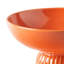 Ribbed Pedestal Fruit Bowl, Wide Basin, Glazed Orange Ceramic 11 Inch