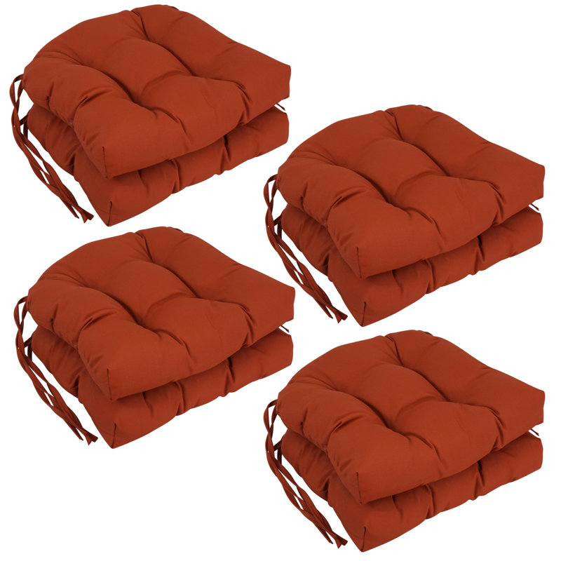 16-Inch Rounded Back Woven Olefin Tufted Outdoor Chair Cushions (Set Of 8), Spice