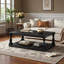 Table basse rétro avec pieds de colonne de vase, placage de pin et tablette inférieure-103399150