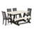 6-pc dining room table set contains a linen white (off-white) mid-century table a dinette bench and 4 dark Gotham grey linen fabric modern chairs with high back - wire brushed black finish-324851147-394128447