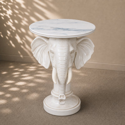 Ivory Elephant Head Side Table