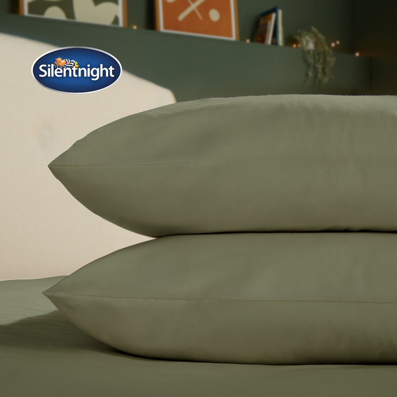 Silentnight Brushed Cotton Pillowcase Pair, Green