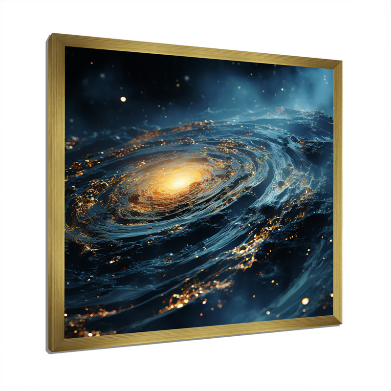 Glorying Galaxy Black Hole - Abstract Spirals, art mural, H 24 po x l 24 po x P 1 po, Cadre doré