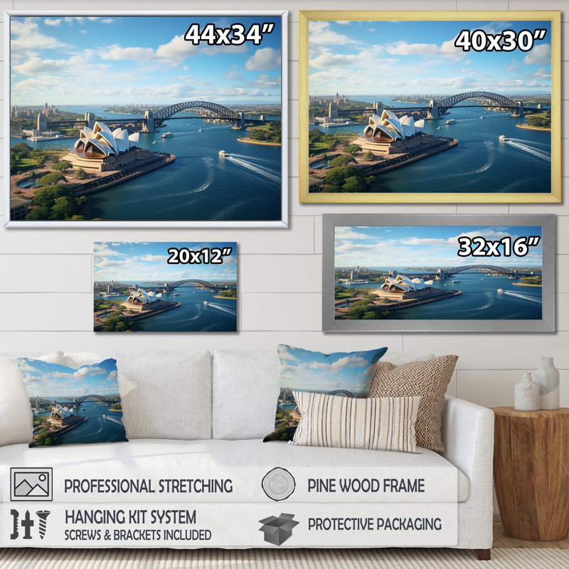 Australie, Australie, Sydney I, impression sur toile encadrée, H 16 po x l 32 po x P 1 po, Cadre simple noir