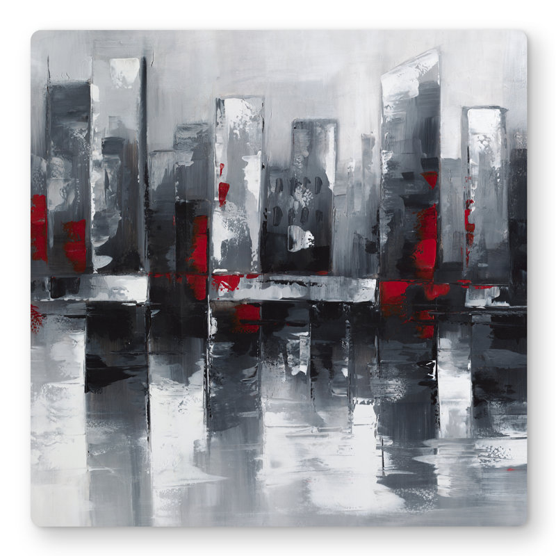 Abstract Cityscape - Gray Metal Print for Bedroom Decor
