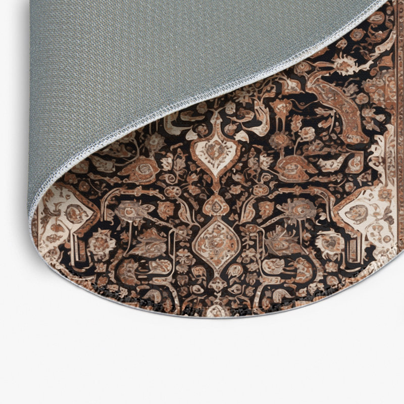 Tapis d'intérieur et d'extérieur brun Persian, Rond 5 pi
