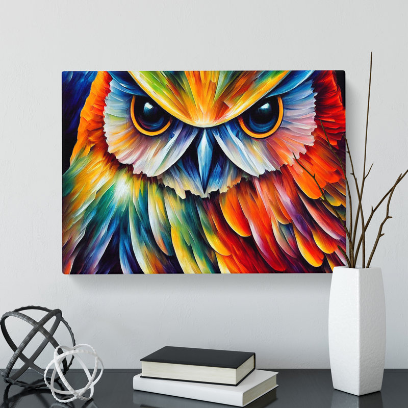 Owl Painting Vol.4 Abstract - Wrapped Canvas, 35cm H x 50cm W x 3cm D