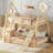 Twin over Queen Bunk Bed with Built-In Ladder and Guardrails-450956047