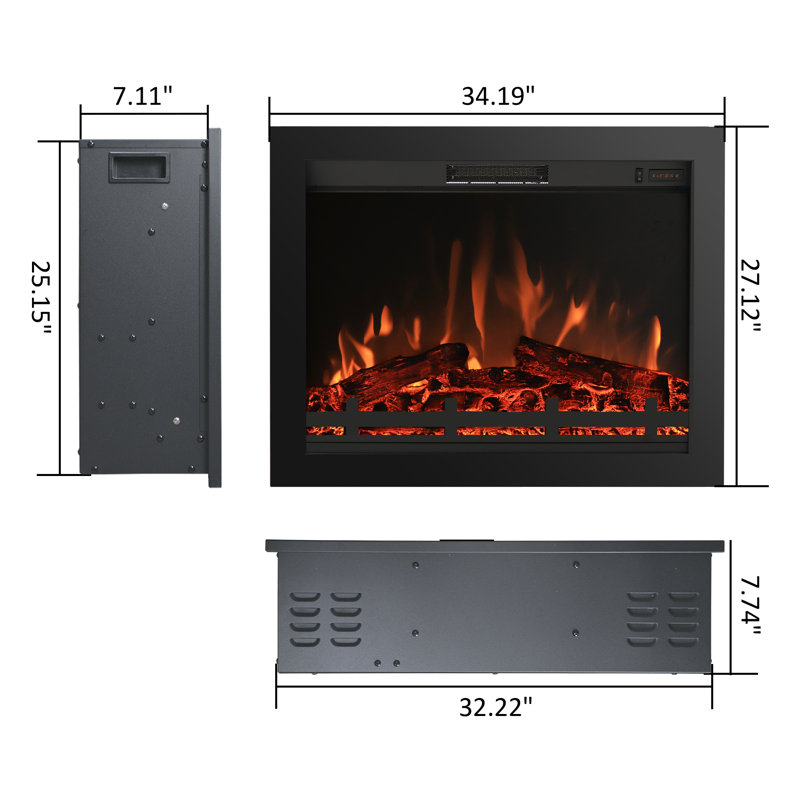 Aaryana Electric Fireplace Insert, 27.12" H x 34.19" W x 7.74" D