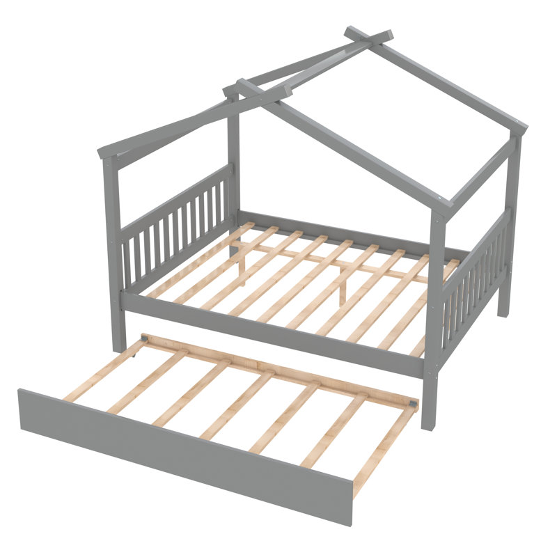 Pisinemo House Beds with Trundle, Gray, Full / Double