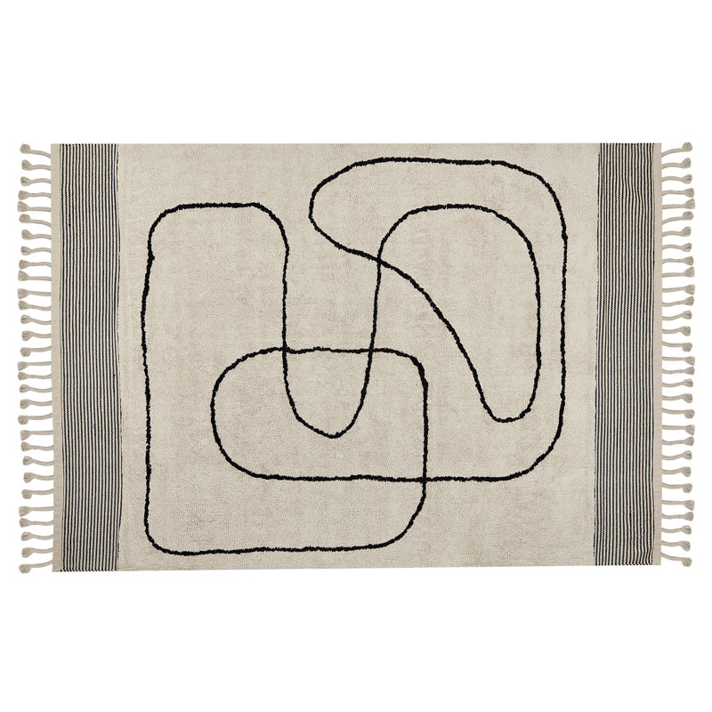 Amone Striped Cotton Hand Woven Area Rug, Rectangle 140cm x 200cm