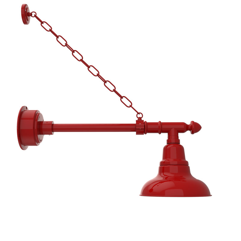 Luminaire de grange d'extérieur à DEL Adesh, H 17 po x l 8 po x P 27 po, Rouge cerise