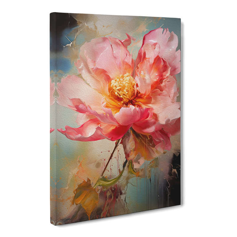 Peony Flower Action Painting No.2 - Wrapped Canvas, 76cm H x 50cm W x 3cm D