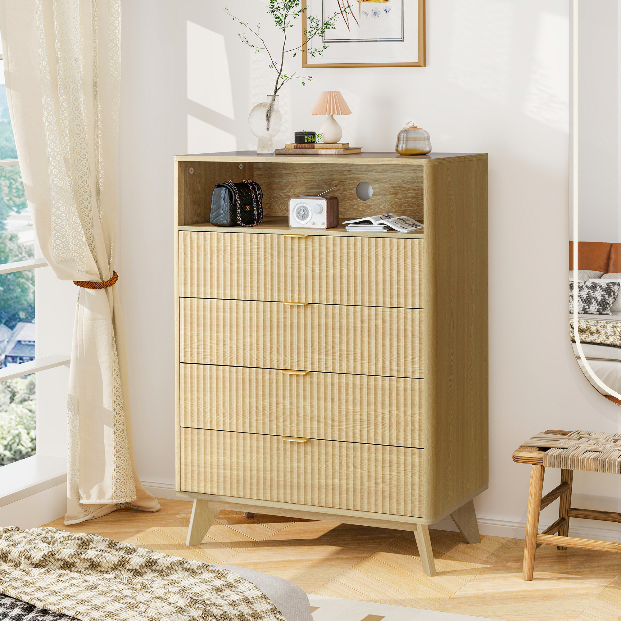 George Oliver Dresser 4 Drawer Tall Chest of Drawers for Bedroom ...