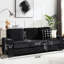 83,86 "canapé compressé avec porte-gobelets - 3 tissus en velours côtelé pour bureau, chambre à coucher, salon, bureau moderne noir-121047691