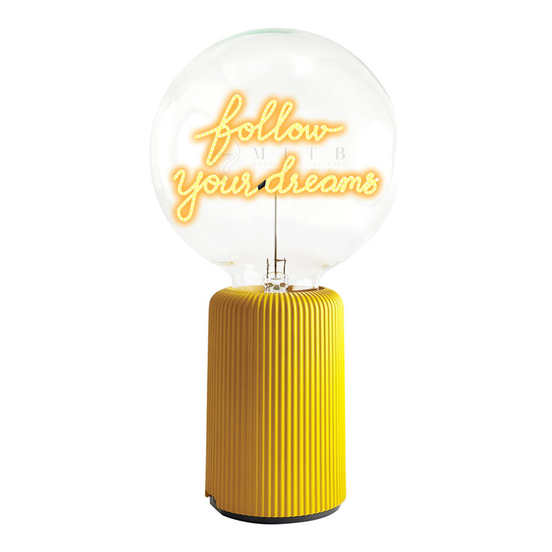Ampoule SUIVEZ VOS RÊVES Lampe de table ambre avec base PORTABLE Pop Nomad, Blanc