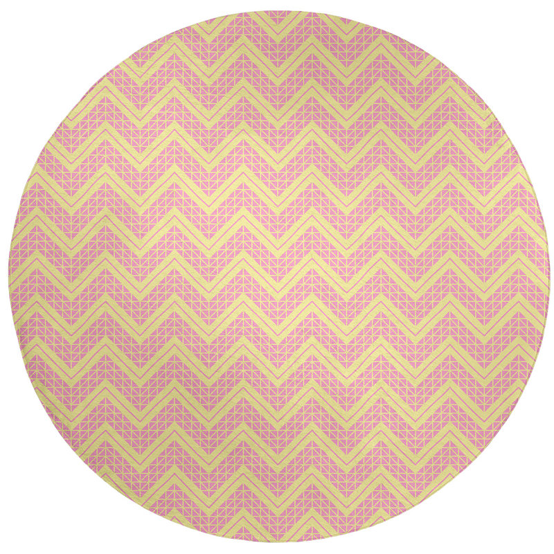 Chenille Chevron Indoor Rug, Round 5'
