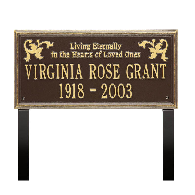 Plaque commémorative Wilmington «Living Eternally», Oui, Bronze / or