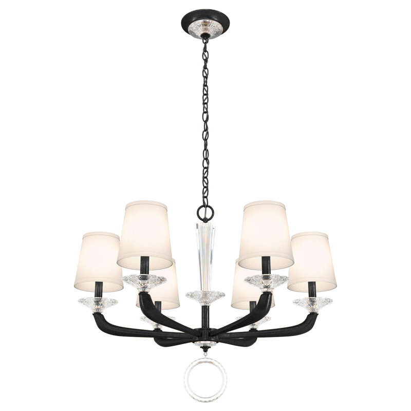 Emilea 6 - Light Glass Chandelier, Jet Black