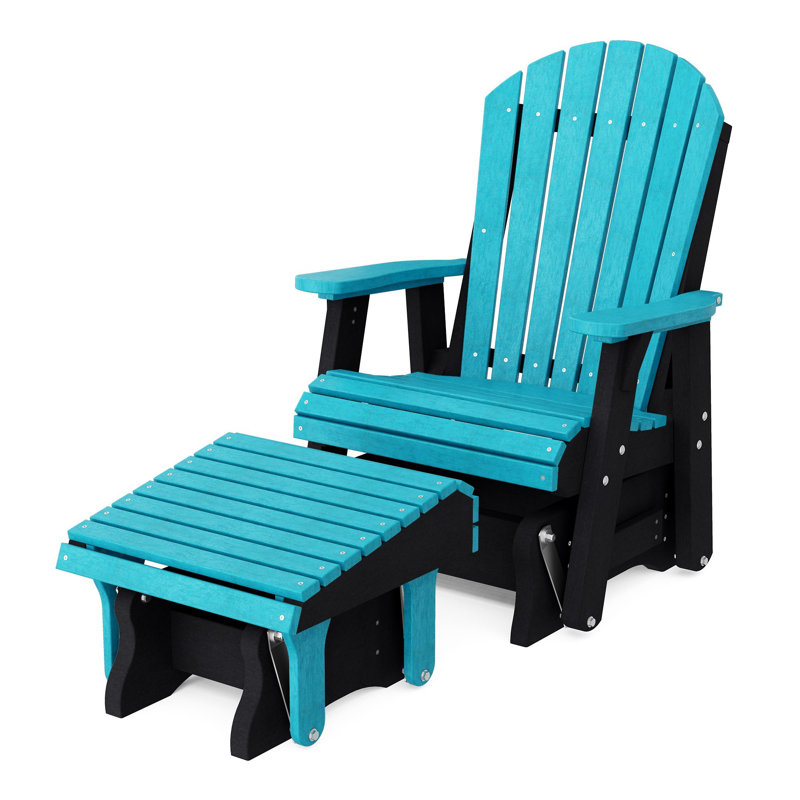 Fauteuil oscillant simple avec repose-pieds Debralee, Bleu Aruba / noir