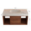 Meuble-lavabo flottant moderne avec lavabo en céramique, bois de noyer et marbre, conception peu encombrante