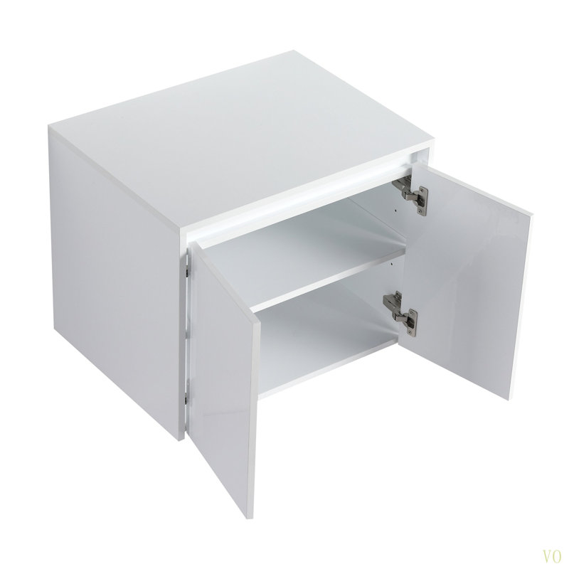 Meuble-lavabo 48 po avec lavabo en résine, portes à fermeture en douceur et armoire murale, montage flottant, contreplaqué (emballage KD)