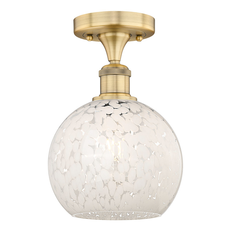 Edison - Adreann - Plafonnier semi-encastré 1 lumière, Laiton brossé, H 10,13 po x l 8 po x P 8 po