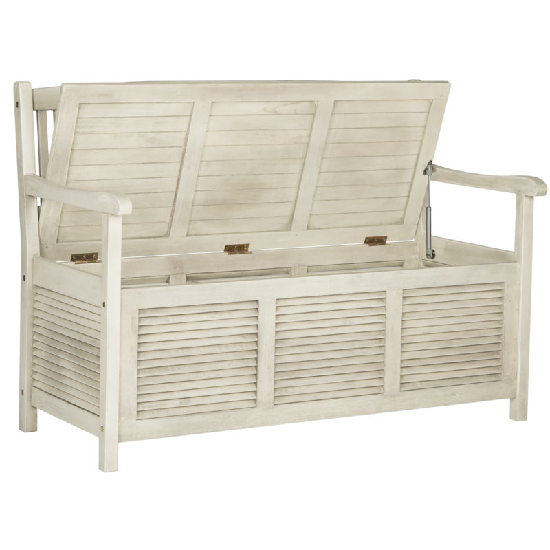 Solid Wood Acacia Outdoor Bench, Distressed White