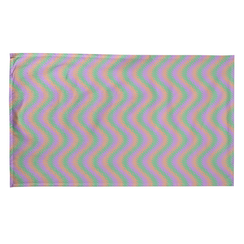 Torchon à rayures ondulées, Polyester sergé, Orange / mauve / vert