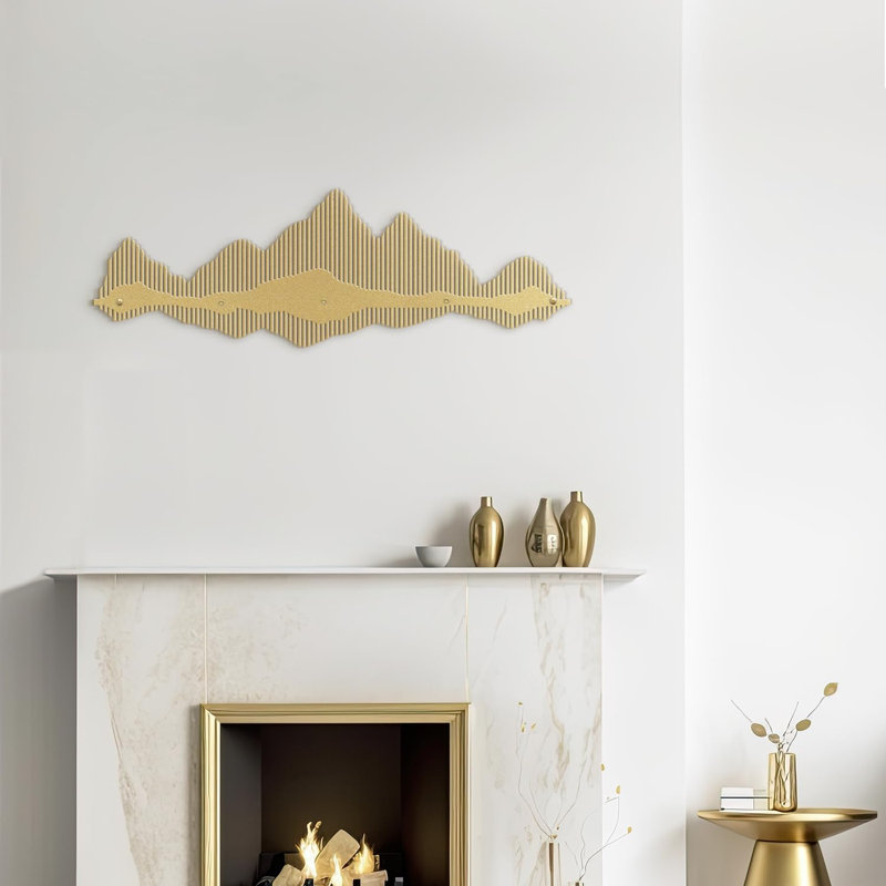 Décoration murale en métal, H 10 po x l 30 po x P 0,05 po, Or