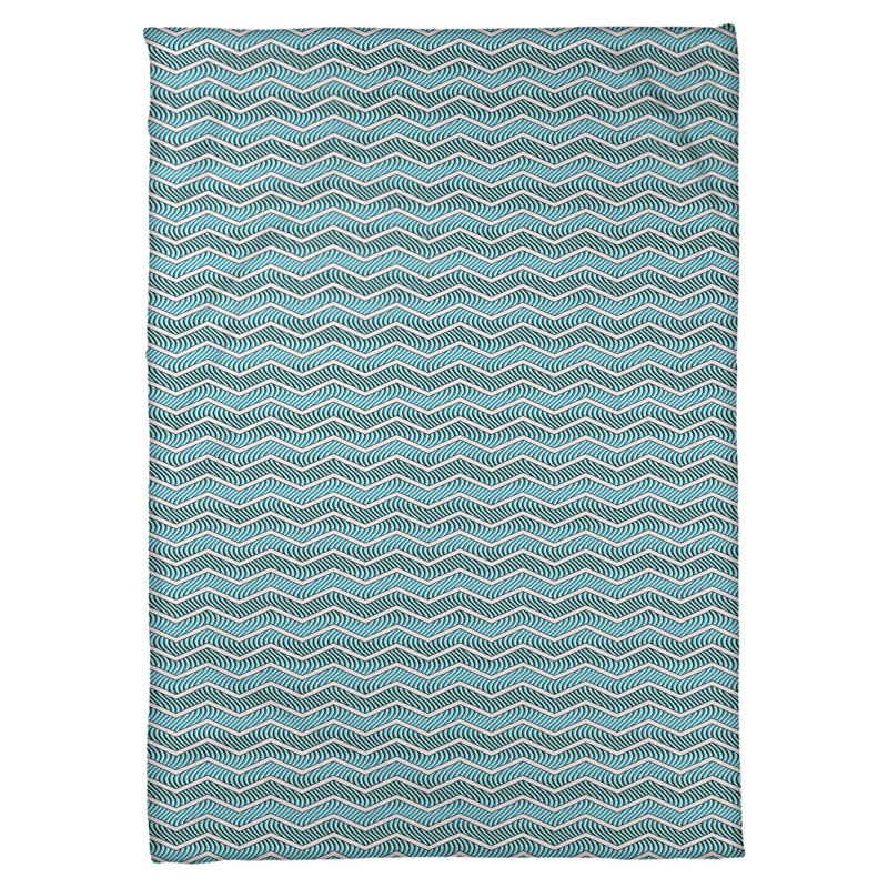 Couverture polaire à chevrons ondulés, l 30 po x L 40 po, Bleu sarcelle
