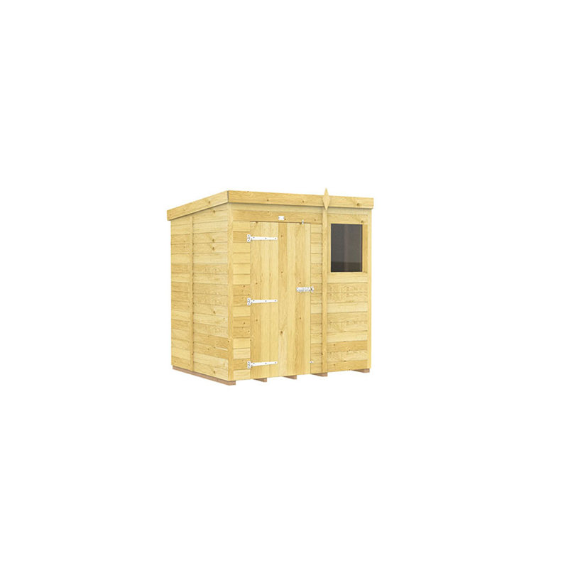 6ft x 5ft Pent Shed - Single Door with Windows