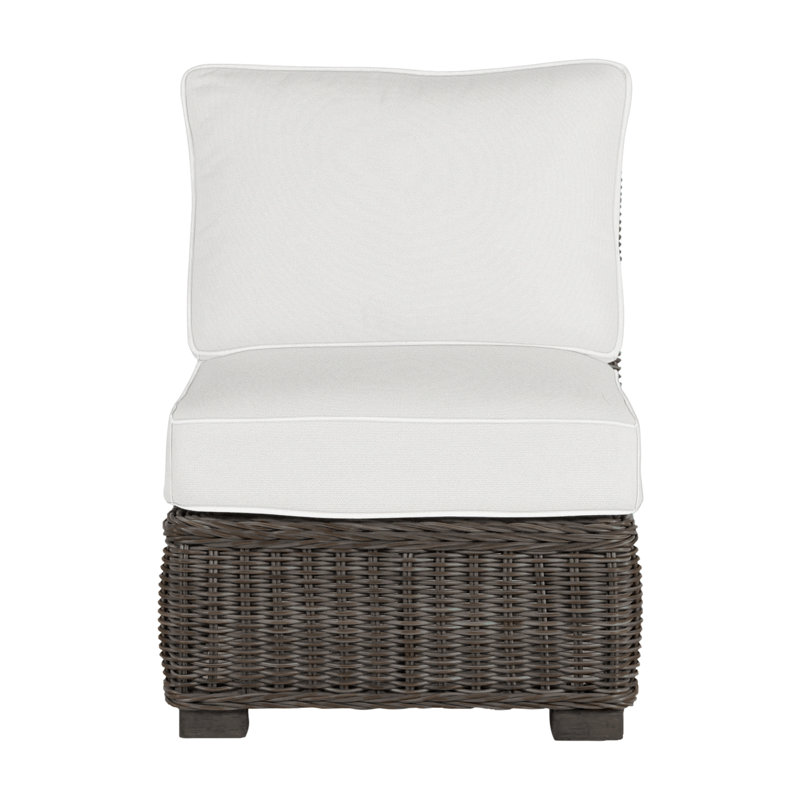 Rustic Woven Sectional Slipper Chair, Rollo Silver InsideOut® Linen, Welt, Black Walnut