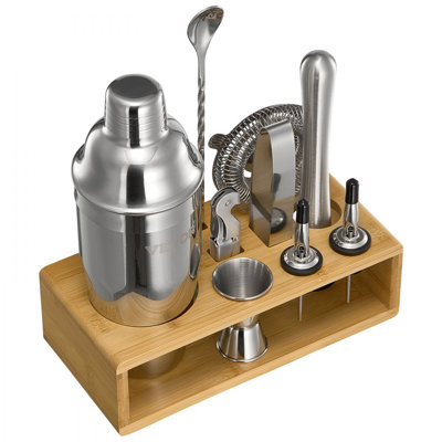 Ensemble de 10 outils de bar en acier inoxydable Cockker Shaker