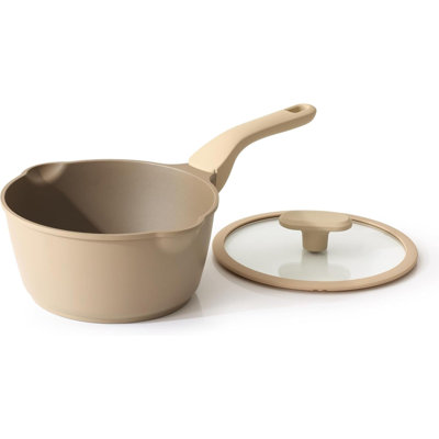 Casserole antiadhésive avec couvercle, 2 pintes, casserole, casserole saine avec becs verseurs pour utilisation polyvalente