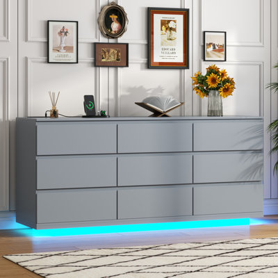 Commode triple flottante à 9 tiroirs de 63 po de largeur