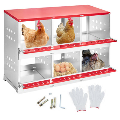10-Compartment Metal Chicken Nesting Box – Roll-Away Heavy Duty Egg Collection with Large Vented Holes for Chickens, Hens, Ducks