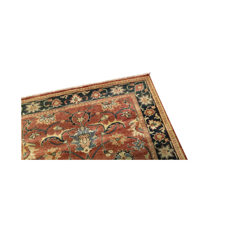 Indo Hand-Knotted High-Quality Orange/Black/Brown Area Rug