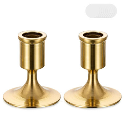 Ensemble de porte-bougies dorées, bougeoirs en métal doré rétro pour décoration de manteau de cheminée de Noël, centre de table et salle à manger, avec rubans adhésifs bougie