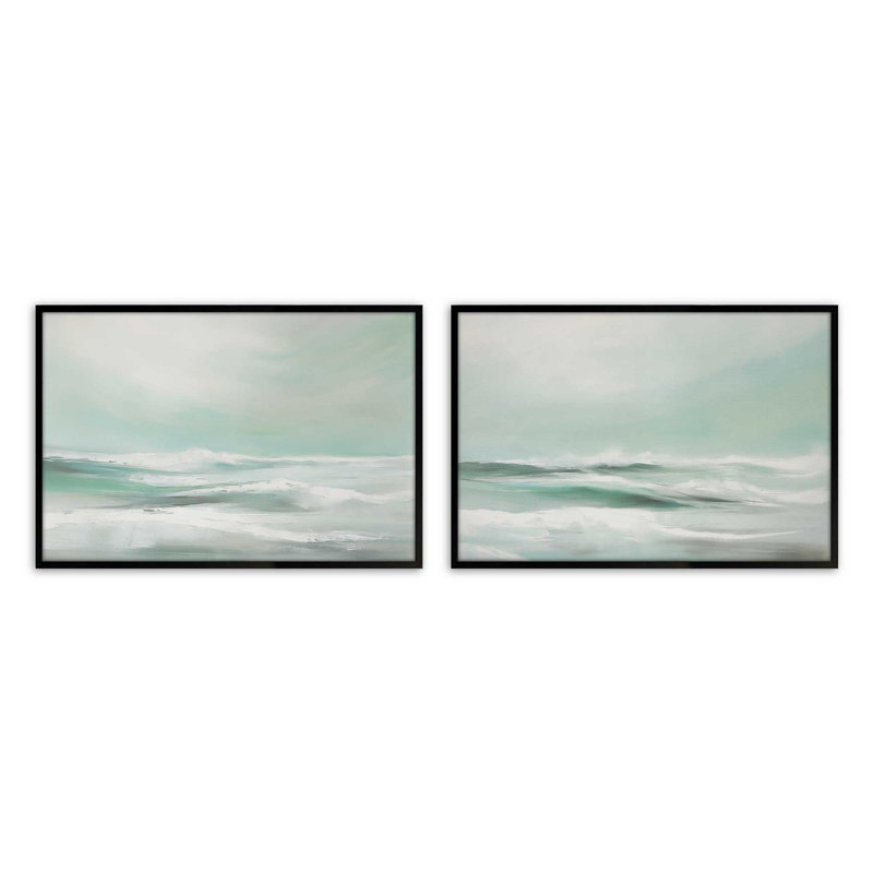 Serene Swells, ensemble de 2 impressions,, Noir satiné, H 12 po x l 30 po