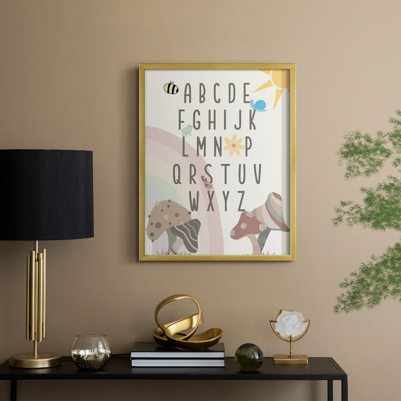 «Garden Magic Alphabet», reproduction encadrée - bois massif, H 21 po x l 17 po, Doré