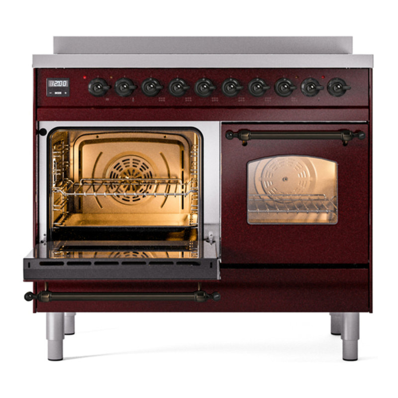 ILVE Nostalgie II 40 in Induction Range, Burgundy/Bronze