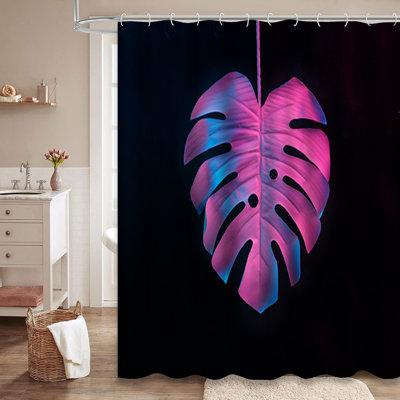 Rideau de douche néon tropical avec 12 crochets