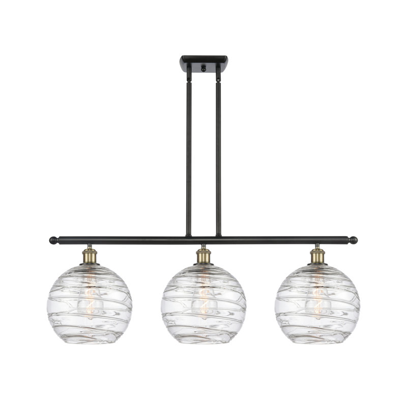 Luminaire suspendu linéaire à 3 lumières pour îlot de cuisine Cindi, Ampoule non incluse, Laiton antique noir