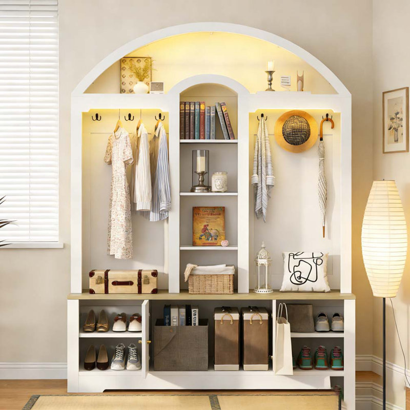 Multi-functional wardrobe/entrance wardrobe, Hall Tree, White