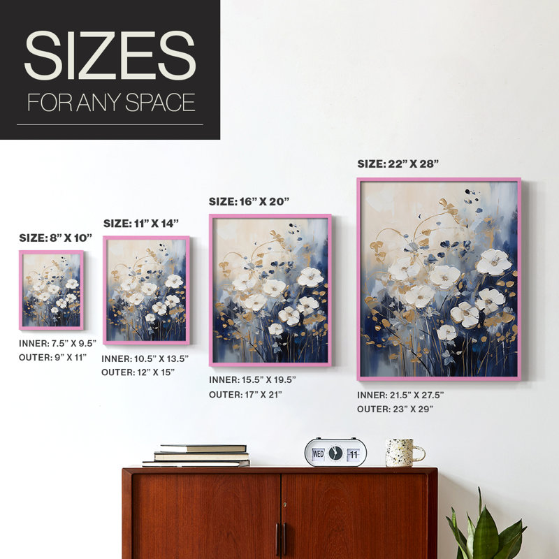 FLORAL Series CECII - Impression encadrée de qualité supérieure - prête à être accrochée - aucun clou requis - aucun clou requis
