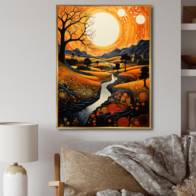 «Farmhouse Patterns Pointillism II - Landscape & Nature Wall Art Living Room»