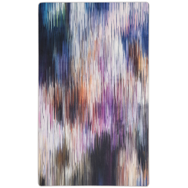 Chartreuse Performance Machine Washable Abstract Rug, Rectangle 3' x 5'